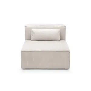 Doris Armless Chair Module in White  Cord Chenille