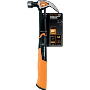 Fiskars 1027202 Anti Shock IsoCore Finishing Hammer 16oz Curved Claw 13.5 Inch