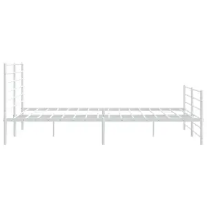 Berkfield Metal Bed Frame with Headboard and Footboard White 200x200 cm