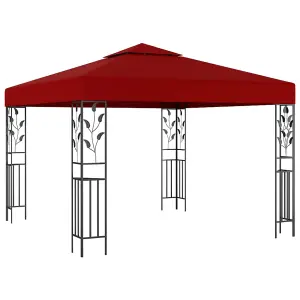 Berkfield Gazebo with LED String Lights 3x3 m Wine Red