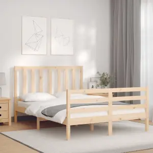 Berkfield Bed Frame with Headboard Small Double Solid Wood