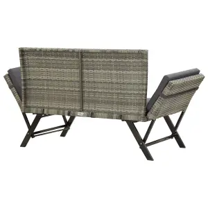 Berkfield Garden Bench with Cushions Grey 176 cm Poly Rattan