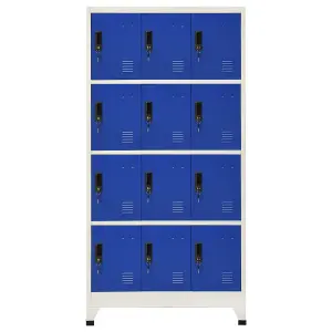 Berkfield Locker Cabinet Grey and Blue 90x45x180 cm Steel