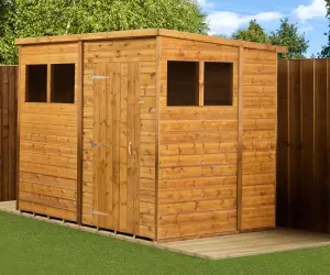 Empire Modular Pent 8x6 dipped treated tongue and groove wooden garden shed with windows (8' x 6' / 8ft x 6ft) (8x6)