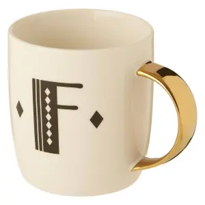 Maison by Premier Mimo Diamond Deco F Letter Monogram Mug