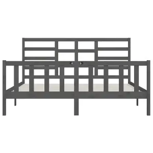 Berkfield Bed Frame Grey Solid Wood Pine 200x200 cm