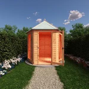 Welburn Hexagonal 8x7ft Summerhouse with 2 opening windows