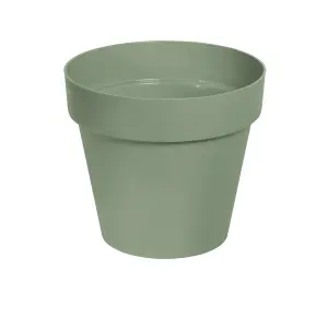 Verve Nurgul Matt Deep lichen green Polypropylene Plant pot (Dia) 20cm, (H)17.7cm, 3.5L