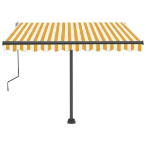 Berkfield Manual Retractable Awning with LED 300x250 cm Yellow and White