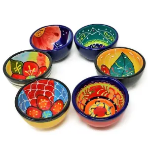 Classic Spanish Hand Painted Pattern Kitchen Dining Set of 6 Tapas Bowls (Diam) 7cm