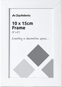 Clay Roberts Photo Picture Frame 6 x 4, White, Freestanding and Wall Mountable, 10 x 15 cm, 6x4" Picture Frames