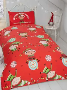 Naughty Elves Christmas Junior Toddler Duvet Cover Set