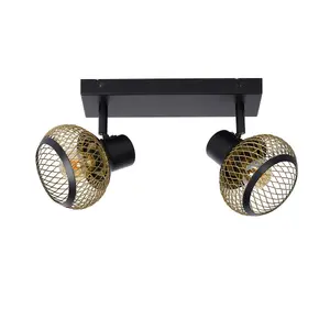 Lucide Lucas Modern Twin Ceiling Spotlight - 2xE14 - Matt Gold, Brass