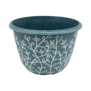 30cm Pot Serenity Stout Planter Green Round With White Wash Plant Flower Garden