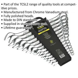 14-Piece Slim Handled Combination Spanner Set - Metric 12 Point Open Head Wrenches