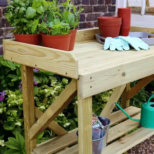 Zest Wooden Potting Bench Garden Work Table Multi Purpose Table