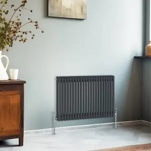 Right Radiators 600x1010 mm Horizontal Traditional 2 Column Cast Iron Style Radiator Anthracite