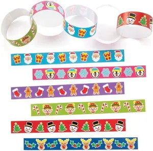 Christmas Paper Chains (Pack Of 240) Christmas Party Supplies, 6 Colours/Designs, Pre-Gummed Paper