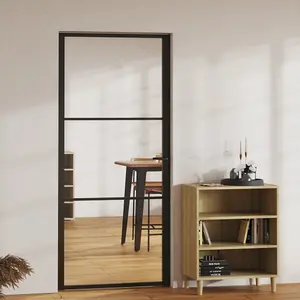 Berkfield Interior Door ESG Glass and Aluminium 93x201.5 cm Black