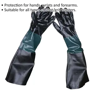 PAIR 585mm Cuffed Shot Blasting Gauntlets - Hand Wrist & Forearm Protection