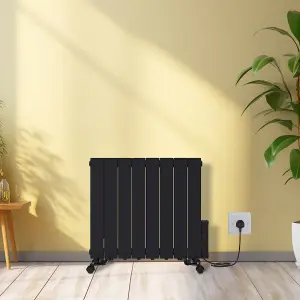 Rinse Bathrooms 1500W Smart WIFI Electric Oil Filled Radiators Electric Heater with Adjustable Thermostat & Timer Black