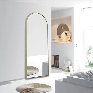 Salma Metal Flat Mirror Satin Brass / 170cm H x 76cm W