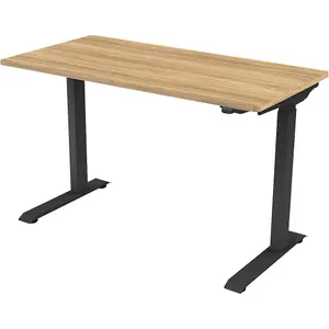 Versatile 1200 x 600mm Electric Standing Desk in Black and Oak - Height Adjustable for Comfort and Productivity