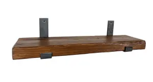 Reclaimed Wooden Shelf with Bracket Bent Up 7" 170mm - Colour Medium Oak - Length 230cm