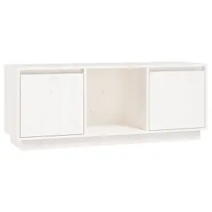 Berkfield TV Cabinet White 110.5x35x44 cm Solid Wood Pine