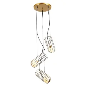 Luminosa Modern Hanging Pendant Golden 3 Light  with Gold, White Shade, G9