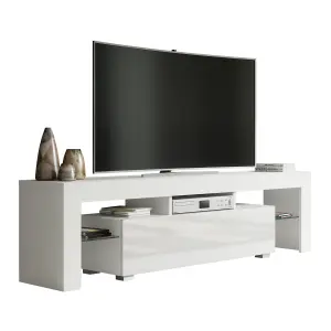 TV Unit 160cm Modern White with High Gloss Doors - Creative Furniture