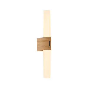 Nordlux Helva Double Basic Indoor Wall Light in Wood Foil (Height) 10.6cm