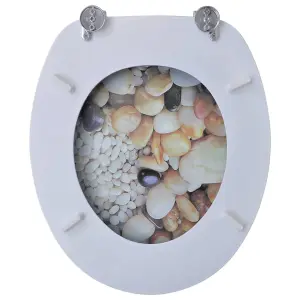 Toilet Seats with Lids 2 pcs MDF Pebbles