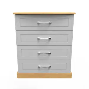 Whitby 4 Drawer Chest in Grey Ash & Oak (Ready Assembled)