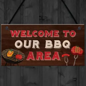 Red Ocean BBQ Home Decor Sign Novelty Barbecue Plaques For Garden Welcome Signs Home Gifts