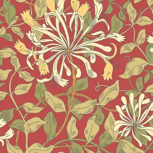 Hoopla Walls Honeysuckle Leaf Trail Terracotta Smooth Matt Wallpaper