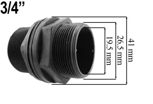 Water butt/rain barrel/tank outlet adaptor  (26mm hole) +flow control valve+universal hose connector