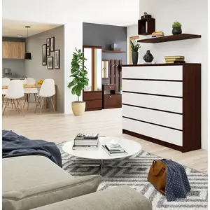 Sideboard, Chest Of Drawers 10 Drawers, Contemporary Chest Of Drawers, Modern Living Room Furniture 121 x 120 x 40 cm Dark Brown/White