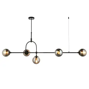 Luminosa Trieste Bar Pendant Ceiling Light Matt Black, Smoked Mirror Glass