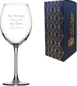 Personalised Engraved Enoteca 19Oz Large Wine Glass, Personalise With Any Message For Any Occasion, Stylize With A Variety Of Fonts, Gift Box