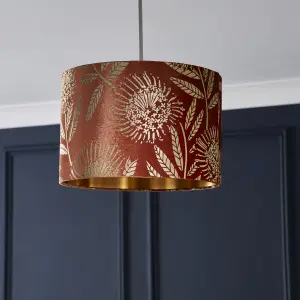 The Lighting Edit Varuna Orange Velvet effect Floral Light shade (D)30cm