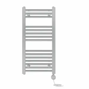 Right Radiators Prefilled Thermostatic Electric Heated Towel Rail Straight Ladder Warmer Rads - Chrome 800x400 mm