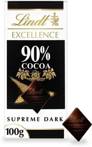 Lindt Excellence 90% Dark Supreme Chocolate Bar, 100G