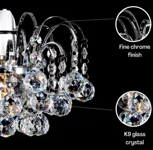 K9 Crystal Faceted Oriel Pendant Ceiling Light Shade/ Lamp Shade Chrome Finish