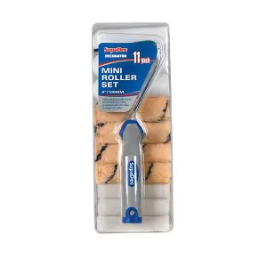 SupaDec Mini Paint Roller Set (Pack of 11) Blue/Grey (100mm)