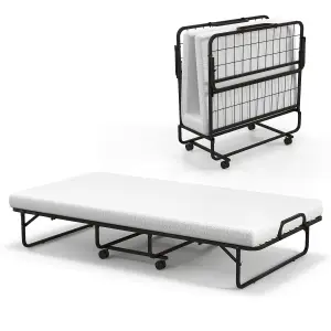 Costway Folding Bed Rollaway Guest Bed Fold up Sleeper Bed W/ 10cm Memory Foam Mattress & 4 Universal Wheels