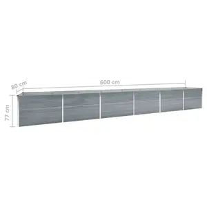 Berkfield Garden Raised Bed Galvanised Steel 600x80x77 cm Grey