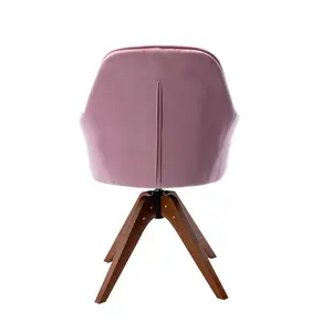 Upholstered Swivel Dining Chair Pink Velvet