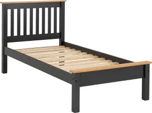 Monaco 3ft Single Bed Low Foot End in Grey and Oak