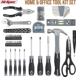 54 Piece Household DIY Tool Kit Set. Blue Hand Tools For Home Repair In